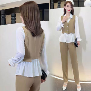 Up & Down , Blouse with Colar & Jacket With Trouser